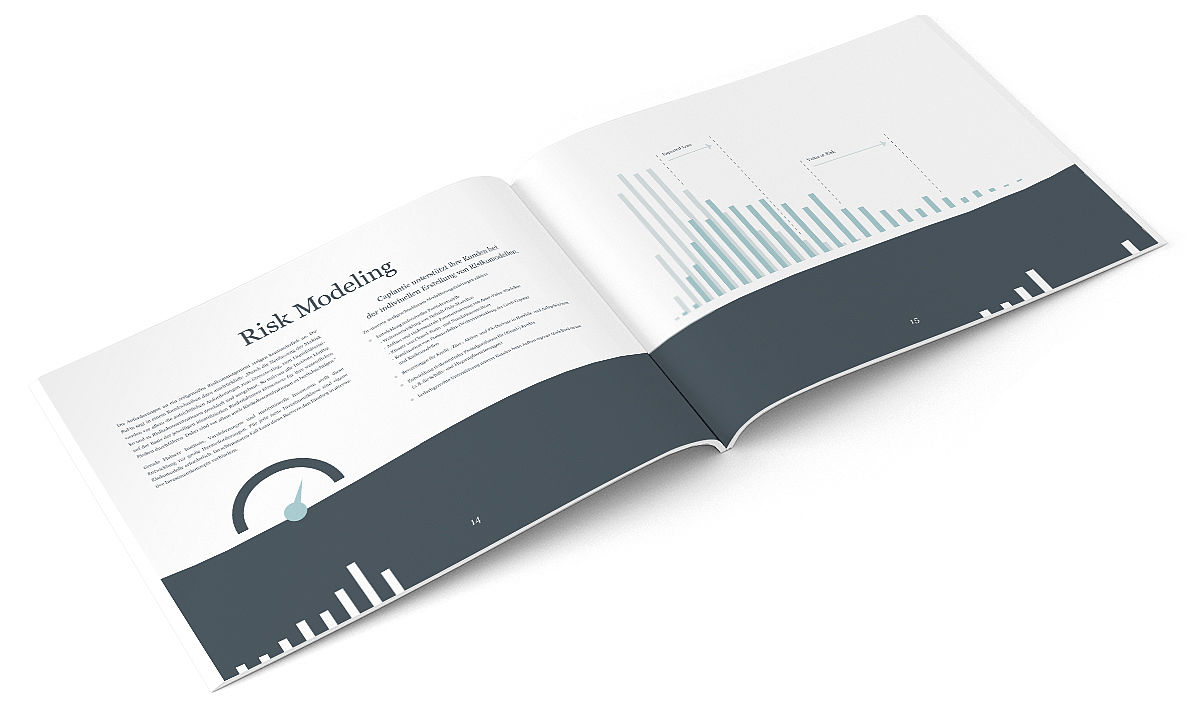 Doppelseite der Unternehmensbroschüre mit einer Infografik und Erklärtext