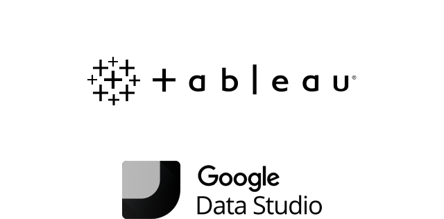 Logos unserer Data-Analytics-Tools: Tableau, Google Data Studio