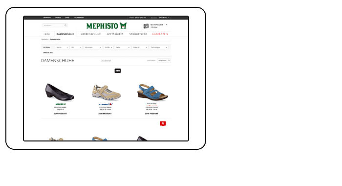 Startseite von Mephisto im Bereich Damenschuhe mit Produktlisting