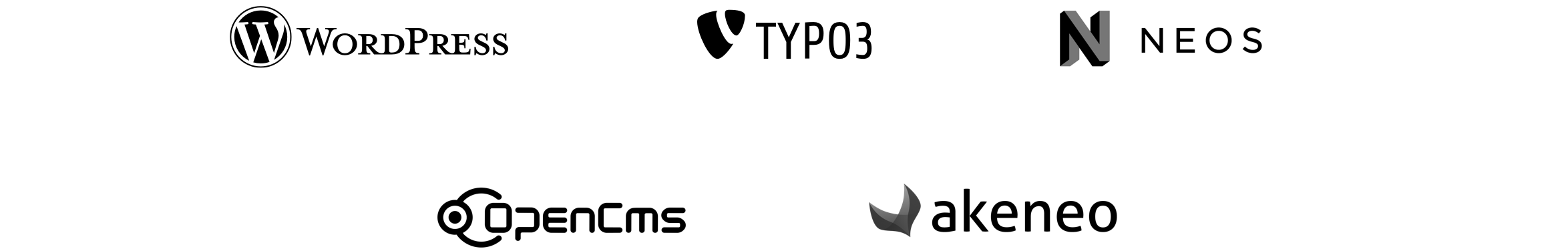 TYPO3, NEOS, OpenCMS, WordPress, Akeneo