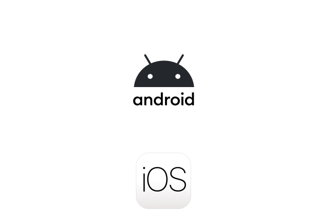 Logos der Betriebssysteme Android und IOS