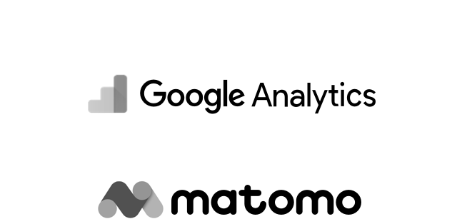 Logos der eCommerce-Systeme: Google Analytics, Matomo