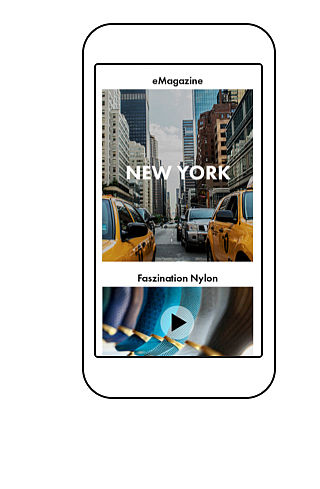 Mobile Startseite mit großen Bild- und Videokacheln